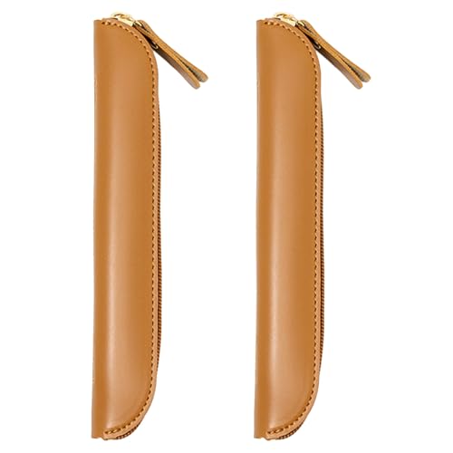 DIYEAH 2 Stück PU-Stiftetasche mit Reißverschluss: PU-Federmäppchen-Organizer mit Reißverschluss – Schlanke Stifttasche, Stiftehalter für Büro- und Schulschreibtischzubehör von DIYEAH