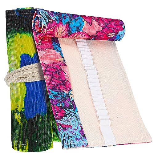 DIYEAH 2stücke Roll-up Bleistiftetui Canvas Im Ahornblatt-Design Praktische Federmäppchen Mit Fächern Für Künstler Schüler Und Zeichnen Vielseitig Einsetzbar von DIYEAH
