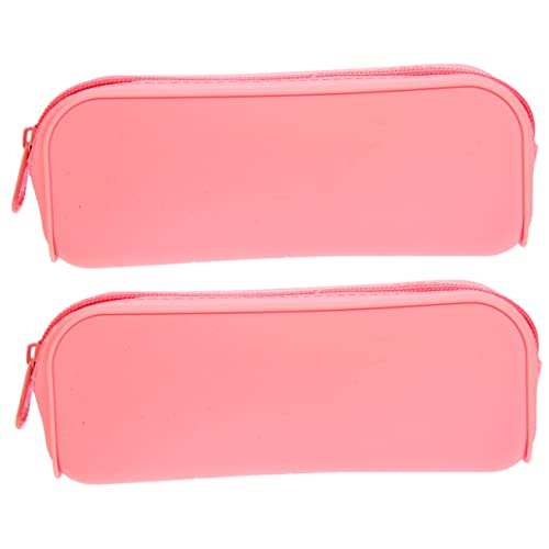 DIYEAH 2 Stück Ästhetisches Silikon Federmäppchen Bunte Stifttasche für Mädchen Tragbare Federtasche mit Großer Kapazität Kawaii Schreibwaren Organizer für Schule und Büro von DIYEAH