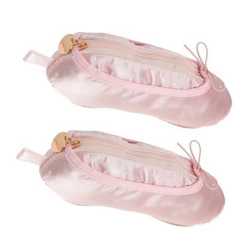 DIYEAH 2 Stück Teiliges Ballettschuh Makeup Täschchen Satin Kosmetikbeutel Vielseitig Verwendbar Stift und Pinselaufbewahrung für Frauen Mädchen Balletttänzer von DIYEAH