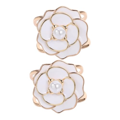 DIYEAH 2 Stücke Floral Scarf Ring mit Perlen Eleganter Blumen Schalclip für Damen und Mädchen Sicherer Halter für Seidenschals Mantel und Gürtel Accessoire Rutschfest und Langlebig von DIYEAH