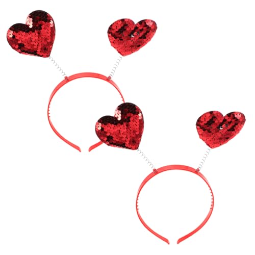 DIYEAH 2 Stücke Valentinstag Herz Stirnband Rot Pailletten Haar Band Haar Hoop Haar Zubehör Rot Liebe Herzförmige Stirnbänder Valentinstag Kopfbedeckungen von DIYEAH