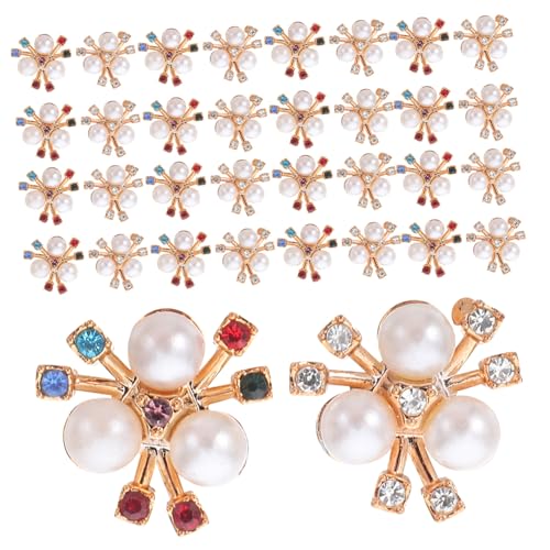 DIYEAH 200 Stück Strass-blumenknöpfe mit Imitationsperlen Dekorative Nähknöpfe für Kleidung Vielseitige Bastelverzierung für Haaraccessoires Hochzeiten Partys Damen Zubehör von DIYEAH