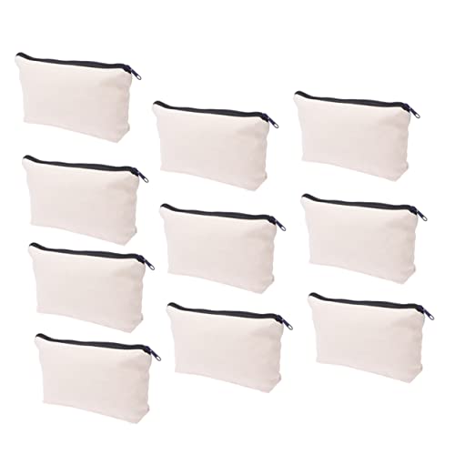 DIYEAH 20St Leere Segeltuchtasche Kosmetik-Make-up-Tasche Organizer-Taschen für die Reise Seersucker Münze aufbewahrungssack Storage Pockets schreibwaren Mäppchen Geldbörse Stoff Beige von DIYEAH