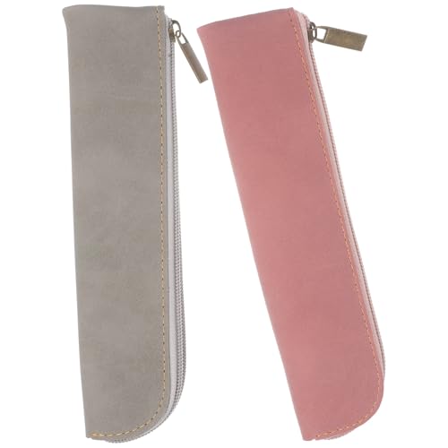 DIYEAH 2stücke Federmäppchen Mit Reißverschluss Schmale Stifttasche Aus Pu Süße Kosmetiktasche Für Mädchen Tragbare Stifttasche Für Studenten Ästhetische Schreibwaren-Organizer von DIYEAH