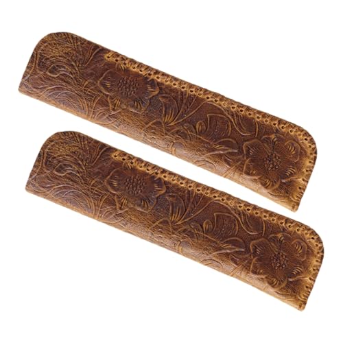 DIYEAH 2pc Stifthalter-etui Mit Geschnitzten Mustern Einzelne Stifthülle Für Füllfederhalter Handgefertigtes Federmäppchen von DIYEAH