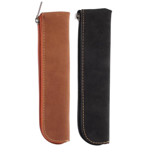 DIYEAH 2stücke Federmäppchen Mit Reißverschluss Ästhetische Bleistift-Tasche Kleine Stiftemäppchen Für Mädchen Schmales College-federmäppchen Aus Pu Leicht Tragbar Für von DIYEAH