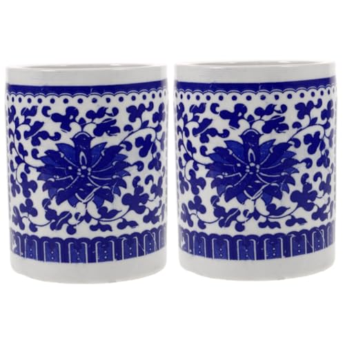 DIYEAH 2st Stifthalter Aus Blauem Und Weißem Porzellan Filzstifte Einzelner Stifthalter Büroorganisator Bleistift Topfhalter Stift-Organizer Klarer Stifthalter Zeitschrift Besteck Keramik von DIYEAH