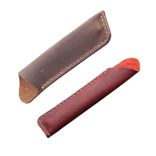 DIYEAH 2stücke Vintage Cowhide Pen Cases Handgemachte Stifthalter Echtem Und Weinrot Für Aufbewahrung Von Stiften Und Bleistiften Design Für Büro Und Schule von DIYEAH