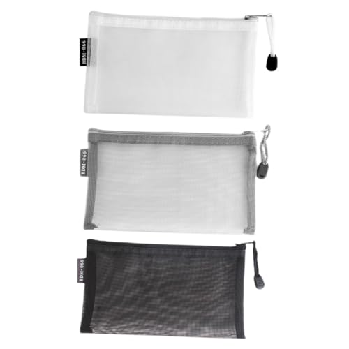 DIYEAH 3 Stück Teiliges Federmäppchen aus Transparentem Nylonnetz mit Reißverschluss Leichtes Kompaktes Stifteetui in Dunkel und Vielseitige Aufbewahrungstasche für Schule Büro und von DIYEAH