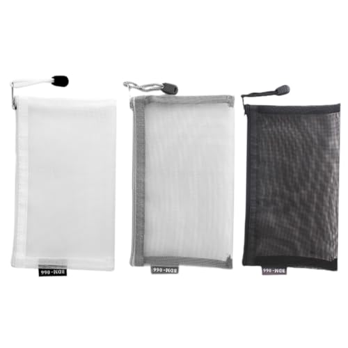 DIYEAH 3 Stück Teiliges Transparentes Federmäppchen aus Mesh Große Kapazität Stiftemäppchen mit Reißverschluss Vielseitiger Organizer für Schule Büro und Kosmetik Tragbar und Robust von DIYEAH