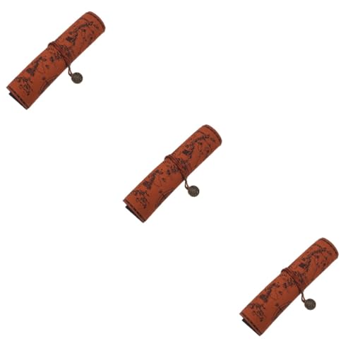 DIYEAH 3stücke Vintage Stiftetui Für Künstler Großes Rollendes Federmäppchen Hochwertigem Canvas Als Kosmetiktasche Oder Reisegeldbörse von DIYEAH