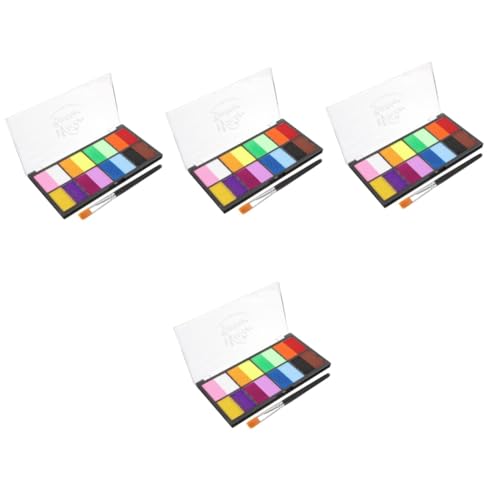 DIYEAH 4 Sätze Farben Wasserlösliches Bodypaint Set mit Pinsel Hautfreundlich Schnell Trocknend Wasserlöslich für Gesicht und Körper für Party Festival Cosplay und Make Up von DIYEAH
