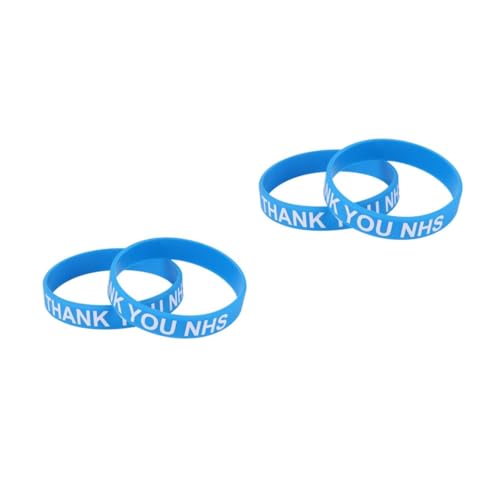 DIYEAH 4 Stck. Silikon Wrist Straps Thank You in Himmelsblau Weiche Langlebige Armbänder mit Klarem Aufdruck Bequeme Bunte Handgelenk Deko für Alltag und Events von DIYEAH