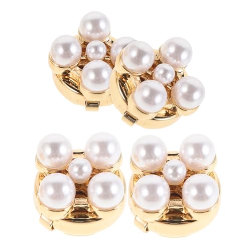 DIYEAH 4 Stück Blumen Manschettenknöpfe mit Schimmernden Perlen Dekorative Knopfüberzüge aus Langlebiger Legierung Modische DIY Kleidung Schmuck für Damen Hemdverzierung von DIYEAH