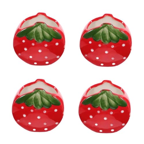 DIYEAH 4 Stück Keramik-Erdbeer-Stifthalter Aufbewahrungskorb Schreibtisch-Stiftehalter Keramik Stifthalter Schreibtisch Organizer für Stifte Stifthalter für den Schreibtisch rot von DIYEAH