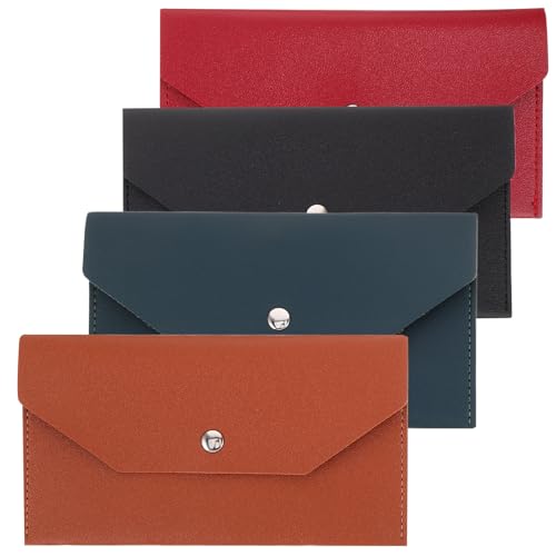 DIYEAH 4 Stück Minimalistischer Kartenhalter für Bargeld Organizer für Männer und Frauen Eleganter und Robuster Geldbeutel Schwarz Weinrot und Braun für Business und Freizeit von DIYEAH