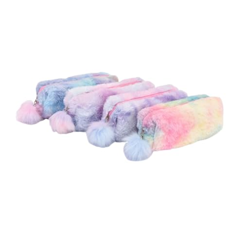 DIYEAH 4 Stück Teiliges Plüsch Federmäppchen mit Farbverlauf Weiche Geräumige Stifttasche für Mädchen Reißverschluss Stifteetui für Schule Marker und Schreibwaren Organizer von DIYEAH