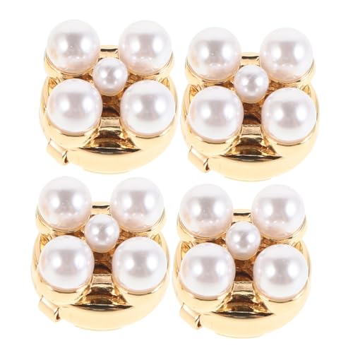 DIYEAH 4 Stück Vintage Manschettenknöpfe aus Robustem Legierungsmetall mit Perlenbesatz Stilvolle Schmuckknöpfe für Damen zur DIY kleidungsdekoration bei Business Party und Festlichen von DIYEAH