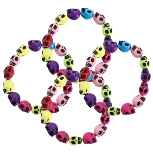 DIYEAH 4stücke Totenkopf-perlenarmband Im Punk-stil Skelett-armband Für Frauen Gothic-armband Mit Schädel Kopf Design Armband Für Clubs Und Feiern von DIYEAH