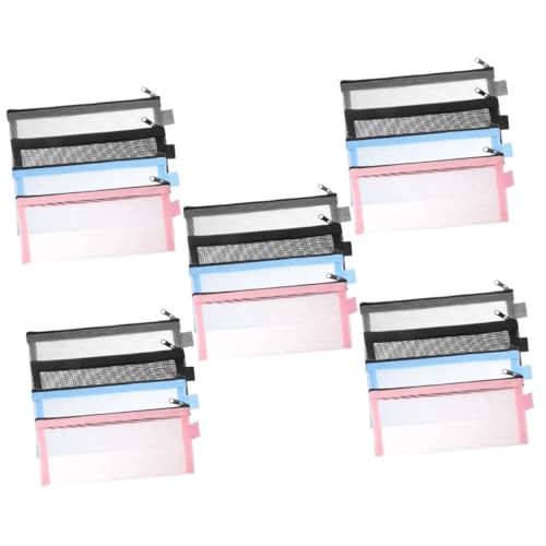 DIYEAH 5 Sätze Netz Transparentes Federmäppchen Mesh-aufbewahrungstaschen Schreibwaren Lagerung Mesh-Tasche Mit Reißverschluss Schlankes Federmäppchen Bleistift Nylon 4 Stücke * 5 von DIYEAH