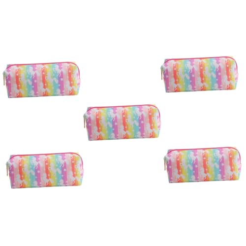 DIYEAH 5 Stück Aufbewahrungstasche Für Schreibwaren Süße Kulturtasche Süße Tragetasche Reisebeutel Plüschtasche Leinentasche Federmäppchen Schminktasche Blumen Geldbeutel Colorful Stoff von DIYEAH