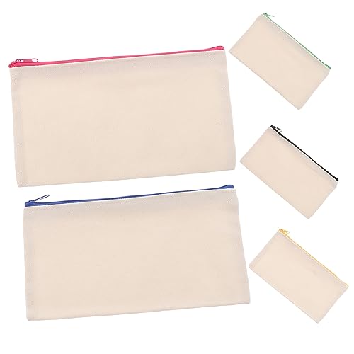 DIYEAH 5 Stück Federmäppchen mit Reißverschluss tragbar Bleistift Machen Basteln Kosmetiktasche Portable aufbewahrungstüten Graffiti-Federmäppchen Leere DIY-Make-up-Tasche Segeltuch Weiß von DIYEAH