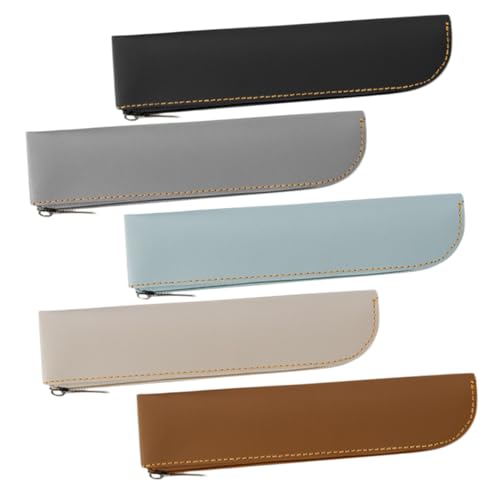 DIYEAH 5 Stück PU Leder Federmäppchen mit Großer Kapazität Geräumiges Stifteetui mit Breitem Reißverschluss Eleganter Stifteköcher für Schule Büro und Alltag Kompakte Aufbewahrung für von DIYEAH