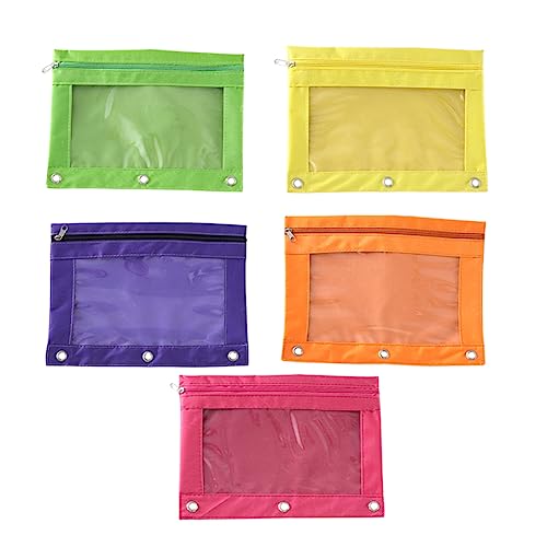 DIYEAH 5stücke Ring-federmäppchen Mit Reißverschluss Transparent Großkapazitiv Oxford-federmäppchen Schreibwarentasche Praktisch Für Stifte Bleistifte Textmarker von DIYEAH
