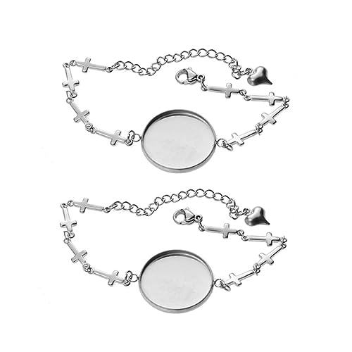 DIYEAH 5 Stück Teiliges Armband Diy Schmuckablage Silberfarbene Retro Handgelenk Zubehör mit Kreuz Anhänger für Frauen und Studenten von DIYEAH