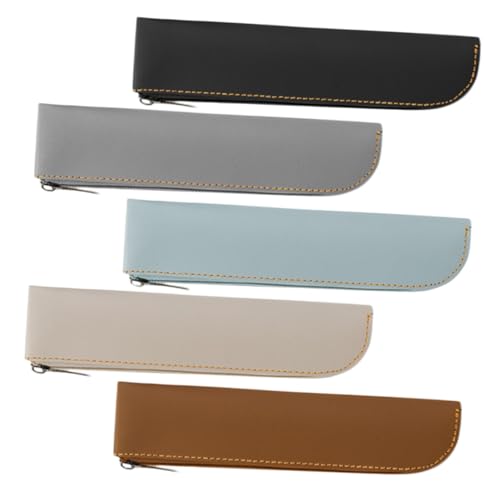 DIYEAH 5 Stück Teiliges PU Leder Stiftemäppchen Große Kapazität Schlankes Federmäppchen mit Reißverschluss Multifunktional für Schule und Büro Praktische Stifteaufbewahrung mit Großem von DIYEAH