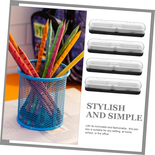 DIYEAH 5 Stück Transparente Stiftebox aus Kunststoff Rechteckiges Design Einzelnes Fach Robuster Stift Organizer für Büro Schule und Zuhause Leichter und Langlebiger Aufbewahrungskoffer von DIYEAH