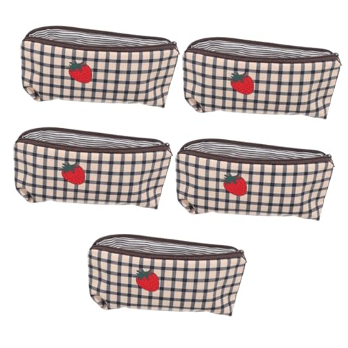 DIYEAH 5 Teiliges Federmäppchen Erdbeer Ästhetik Bleistiftbeutel Bleistiftbeutel Große Stifttasche Aufbewahrungstasche Organizer Große Stifttasche Mit Cartoon Muster Große von DIYEAH