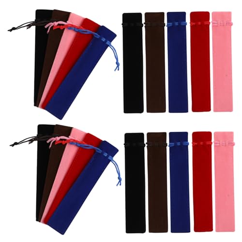 DIYEAH 50 Stück Fleece -stiftbeutel Stiftorganisator Schlankes Federmäppchen Stiftkofferbeutel Stifttasche Für Planer Aufbewahrungsbeutel Mit Kordelzug Etui Für Stifthalter Flanell von DIYEAH