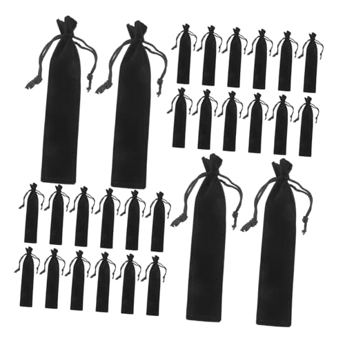 DIYEAH 50 Stück Samt Stifttaschen mit Kordelzug Weiche Schwarze Federmäppchen Vielseitige Bleistiftbeutel für Büro Schule Reise und Geschenkverpackung von DIYEAH