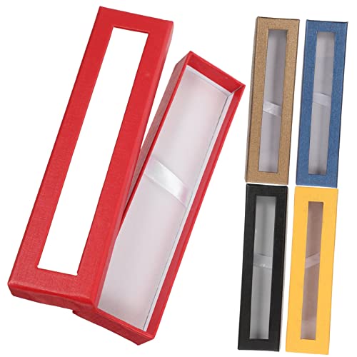 DIYEAH 5Er-Packung Geschenkstiftschachtel Füller Brunnen Boxen mit durchsichtigem Deckel Vorabend LED transparenter Stiftbehälter Pen -Organisator Fall Stifteboxen Papier Zufällige Farbe von DIYEAH