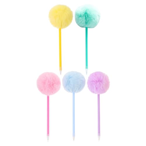 DIYEAH 5stücke Flauschige Pompon-stifte Bunte Schreibstifte Dekoratives Schreibwarenzubehör Verspielter Leichte Schreibgeräte Pompon-stifte Für Schule Und Partygeschenke Schwarze von DIYEAH