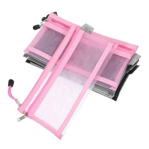 DIYEAH 6 Stück Doppellagige Mesh Zipper Beutel Transparentes Nylon Federmäppchen Vielseitiger Organizer für Schule Büro Makeup Kompakte Aufbewahrungstasche von DIYEAH