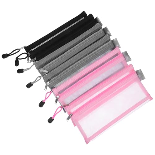 DIYEAH 6 Stück Doppellagige Nylon Mesh Reißverschluss Täschchen Transparente Federmäppchen mit Robustem Zipper Leichter Organizer für Büro Schule Kosmetik Tragbar und Platzsparend von DIYEAH