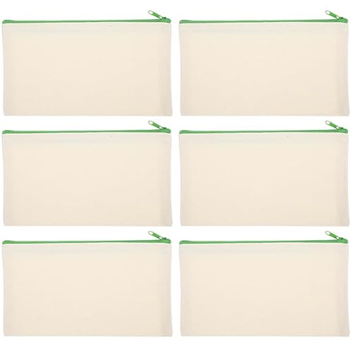 DIYEAH 6 StüCk ReißVerschluss FedermäPpchen Aus Segeltuch WeißEs Kosmetik- Und Schreibwarenetui FüR Schule Und Reisen von DIYEAH