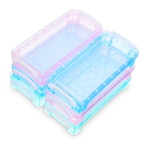 DIYEAH 6 Stück Teiliges Durchsichtige Stifteboxen aus Kunststoff Wasserdichtes Federmäppchen mit Großem Fassungsvermögen Transparenter Organizer für Buntstifte Marker Pinsel für Schule von DIYEAH