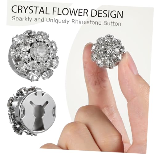DIYEAH Blumen Strass Manschettenknöpfe und Hemdknöpfe Metall Funkelndes Schmuckset für Hochzeit Party und Formelle Anlässe Schnelles Anbringen Langlebig und Stilvoll von DIYEAH