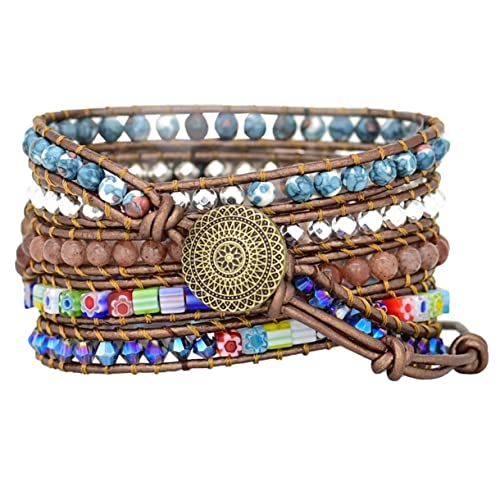 DIYEAH Boho Perlen Uhrenarmband Für Damen Verstellbares Handgelenksband Aus Echtem Leder Mode Uhrenarmband Langlebig Und Praktisch Für Smartwatch 2 von DIYEAH