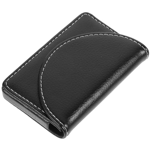 DIYEAH Business Card Holder aus Schwarzem Leder Schlankes Leichtes Kartenetui mit Praktischem Klappdesign für Reisen Büro und Professionelle Geschäftsanlässe Handlich und Langlebig für von DIYEAH