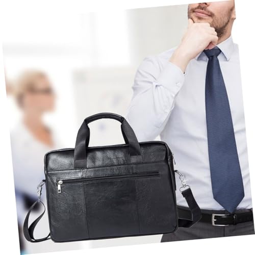 DIYEAH Business Herren Aktentasche aus Premium leder Große Kapazität Multifunktionale Umhängetasche und Schultertasche für Geschäftsreisen und Alltag Schwarz von DIYEAH