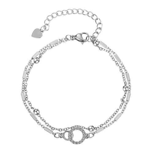 DIYEAH Damen Armband Verstellbar Titanstahl Dünne Gliederkette Zartes Schmuckstück für Kleine Handgelenke Modisch Geschenkidee Herz Design Rosa von DIYEAH