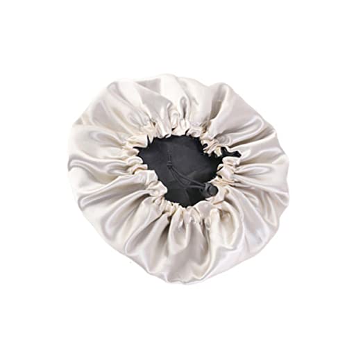 DIYEAH Doppel Lagen Satin Schlafhaube Elastische Verstellbare Haarhaube für Mädchen Schwarz Atmungsaktiv und Komfortabel zum Schlafen Waschen und Duschen Schutz vor Haarbruch von DIYEAH