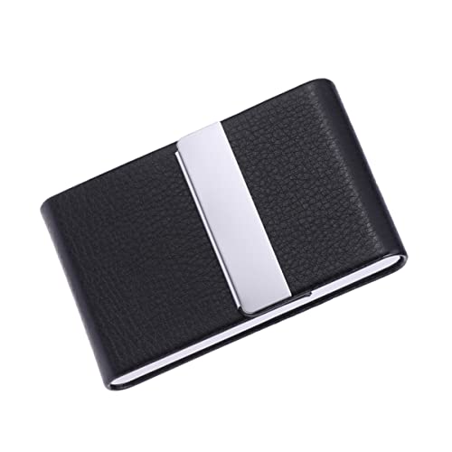 DIYEAH Stainless Steel Pu Leder Visitenkartenetui Für Männer Und Frauen Eleganter Business Name Card Holder Mit Robustem Metallgehäuse Für Kreditkarten Und Id-Karten Schwarz von DIYEAH