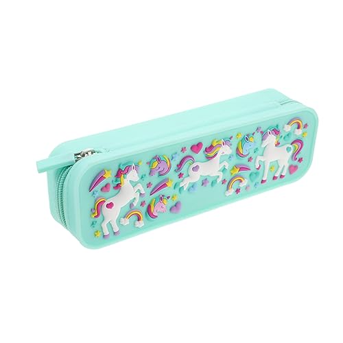 DIYEAH Federmäppchen Einhorn schreibwaren Organizer Stiftetasche Staubdichte Stiftetasche Studenten Stiftetasche Stiftetui aus Silikon Schülergeschenk Stiftbeutel Kieselgel Green von DIYEAH
