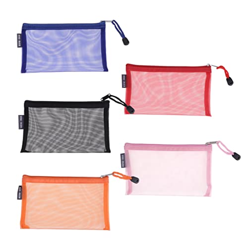DIYEAH - Haltbares Bleistiftetui Aus Nylon Mit Reißverschluss 5-teiliges Netzbeutel Für Bürobedarf Reisezubehör Abschlussgeschenk von DIYEAH